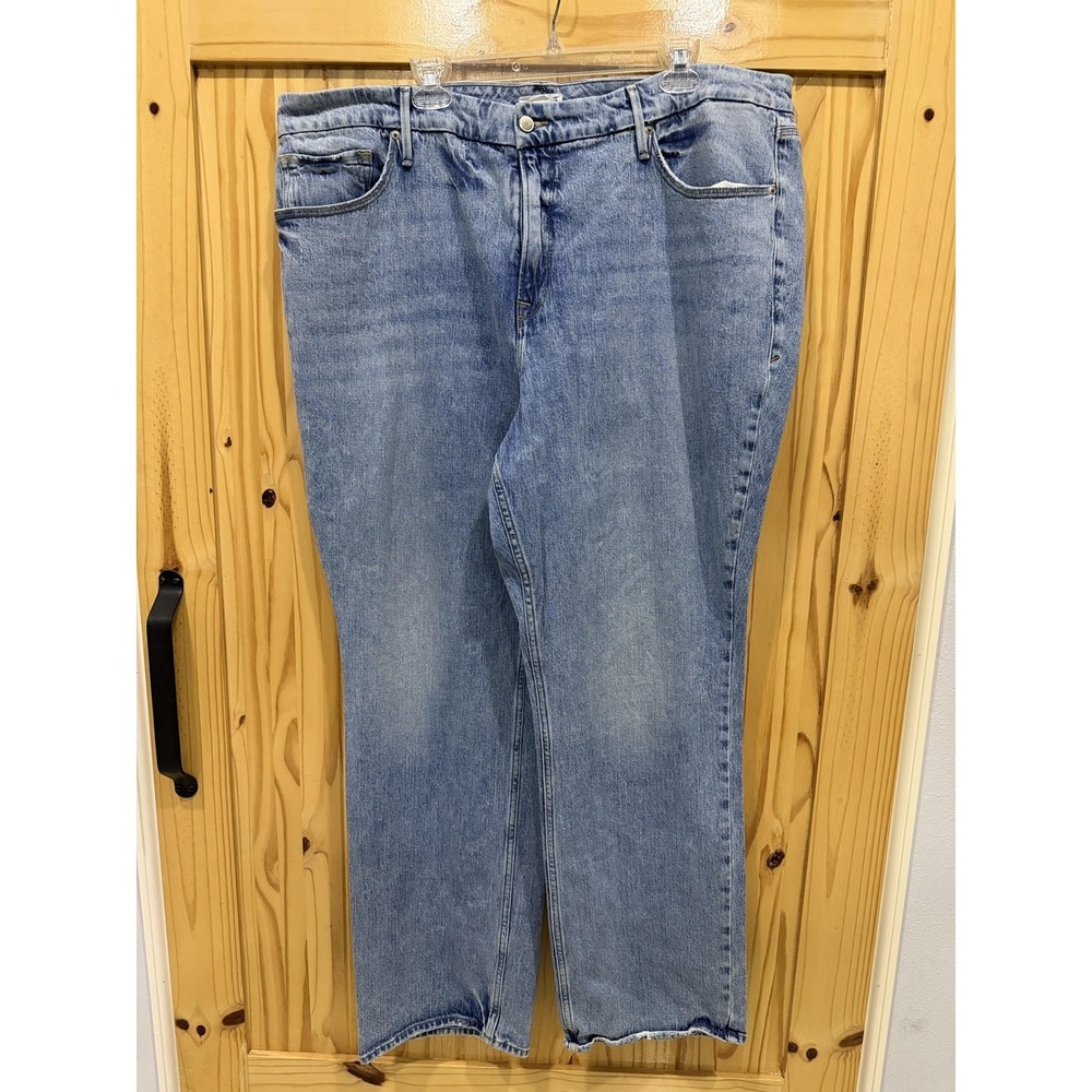 Good‎ American Jeans Womens 18 Blue Light Wash High Rise Straight Leg Denim